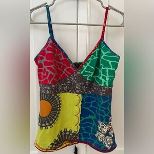 Kessley boho sleeveless top camisole colorful adjustable straps large bohemian